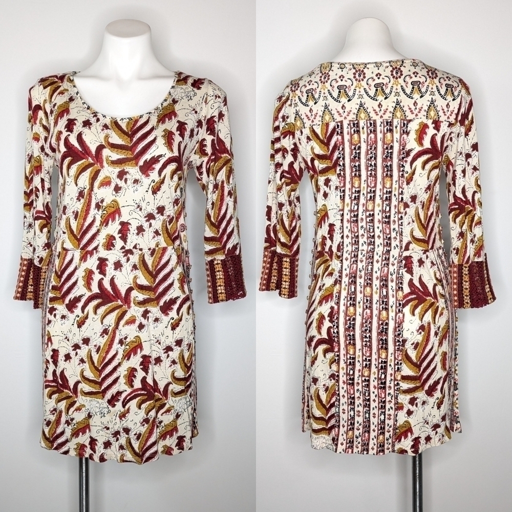 ✨3/$15 Soft Surroundings red yellow cream tunic top XS